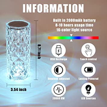 CRYSTAL TABLE TOUCH LAMP